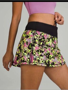 Lululemon Women’s 6 Pace Rival Mid-Rise Skirt Black Green Purple